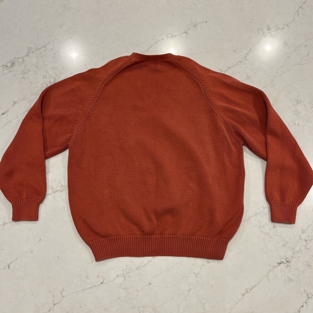 Lands End Sweater Womens Large Salmon Orange Cotton Long Sleeve Pullover V Neck - Picture 2 of 8